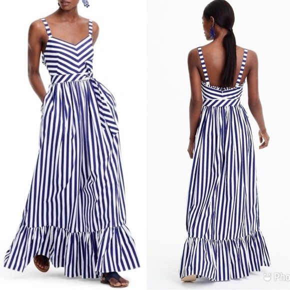 J. Crew Dresses & Skirts - J. Crew Blue and White Striped Maxi Dress